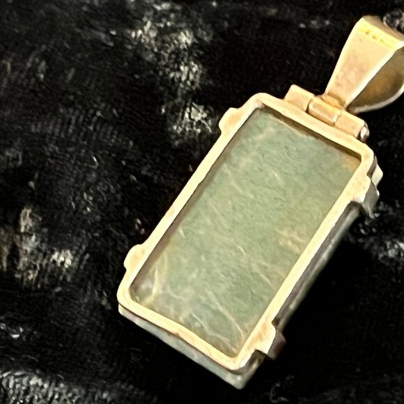 Vintage Rectangular Labradorite Hinged Sterling Silver Pendant - 10g - VG / EUC - Picture 7 of 14